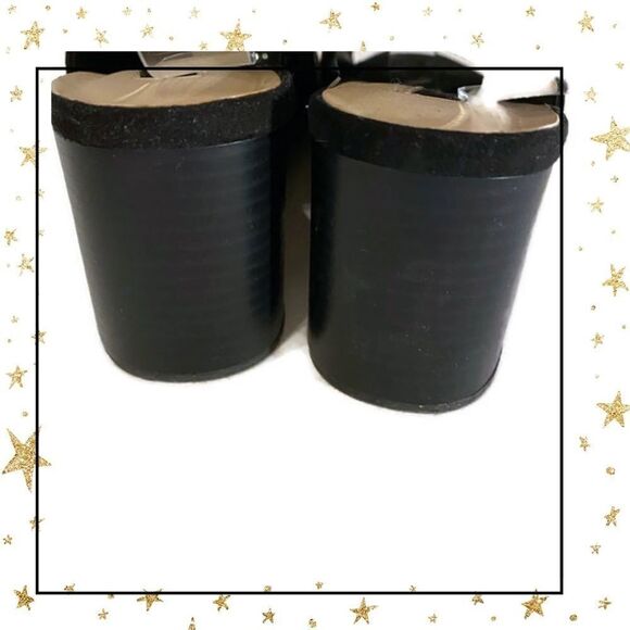 Forever 21 Black Suede Lace Up Peep Toe Wedges 8 - Picture 6 of 7